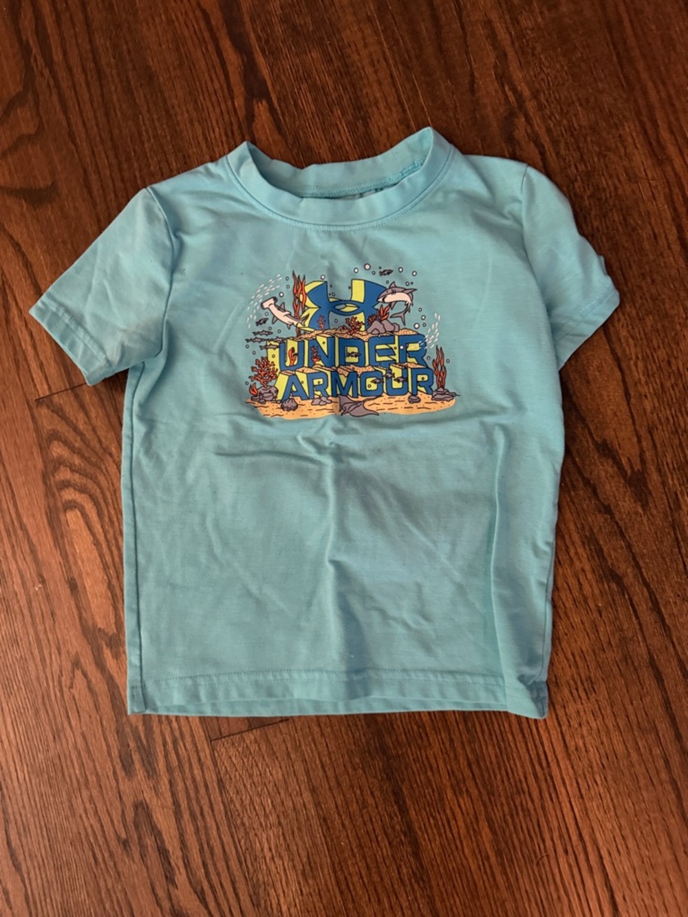 Under Armour Light Aqua Short Sleeve Tee with Colorful Graphic